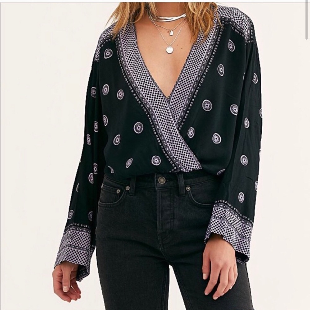 Free People On Board Body Suit Purple and Black
